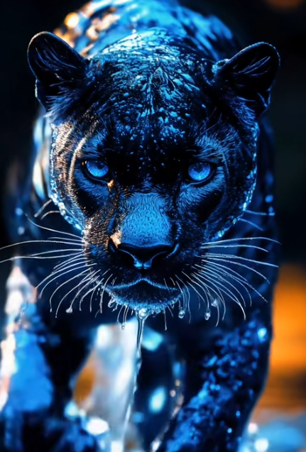 una imagen futurista de un animal de color azul