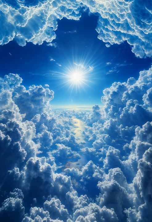 una imagen hecha por ia que se ve un cielo con el sol en medio