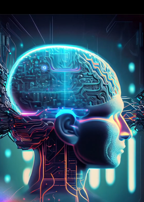 una imagen de inteligencia artificial de una cabeza humana futurista