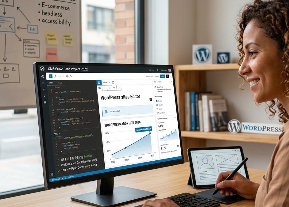 Crecimiento de WordPress en el desarrollo web en 2026